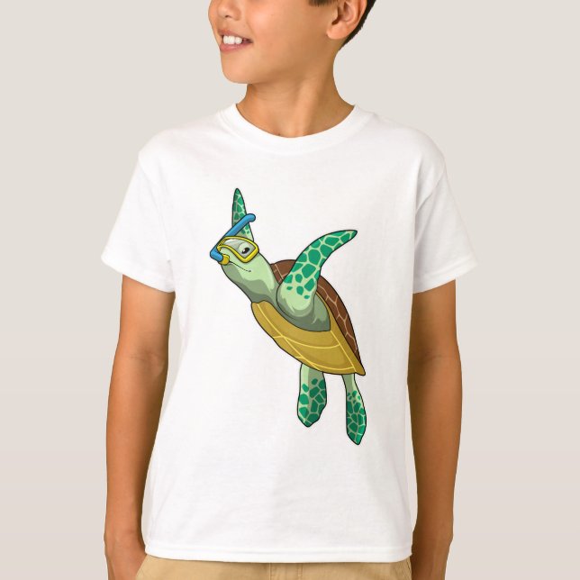 Turtle at Diving with Snorkel T Shirt (Framsida)