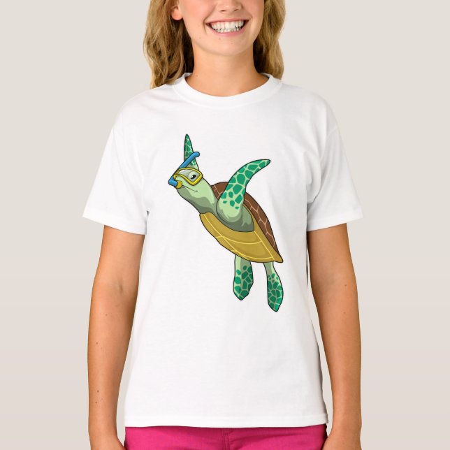Turtle at Diving with Snorkel T Shirt (Framsida)