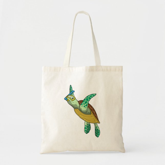 Turtle at Diving with Snorkel Tygkasse (Framsidan)