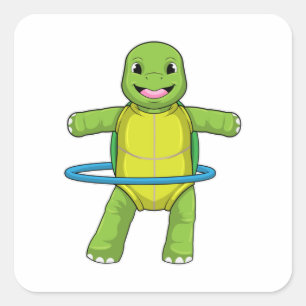 Turtle at Fitness med Fitness däck Fyrkantigt Klistermärke