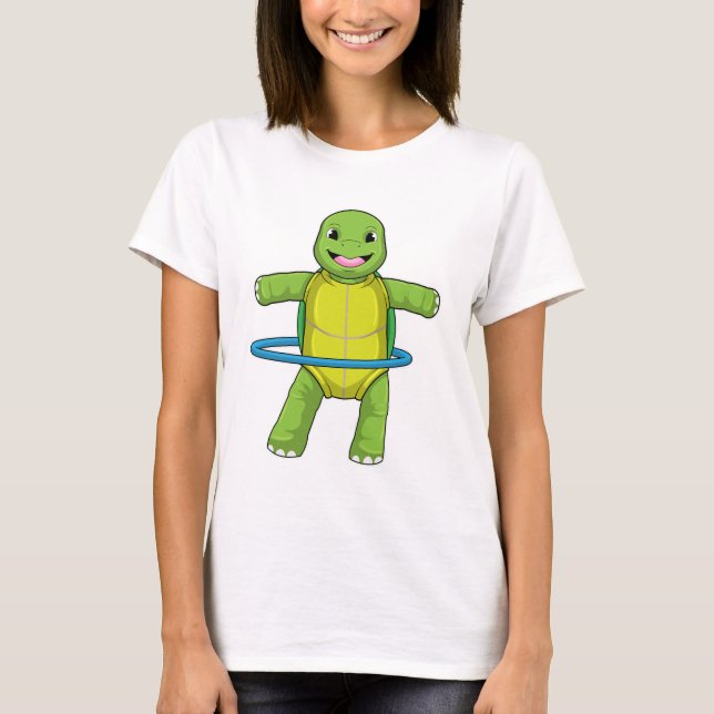 Turtle at Fitness med Fitness däck T Shirt (Framsida)
