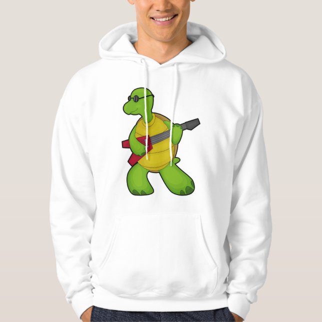 Turtle at Music with Guitar & Sunglasses Hoodie (Framsida)