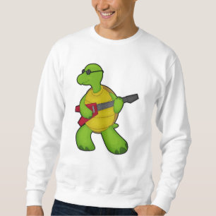 Turtle at Music with Guitar & Sunglasses Lång Ärmad Tröja