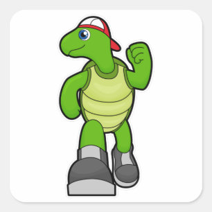 Turtle at Runwith Cap Fyrkantigt Klistermärke