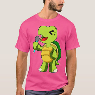 Turtle at Singing with Microphone T Shirt