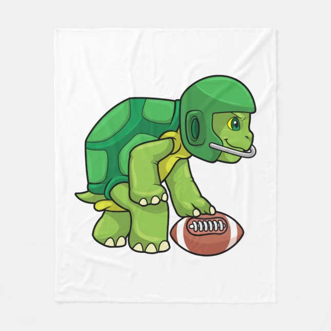 Turtle at Sports with Football & Helmet Fleecefilt (Framsidan)
