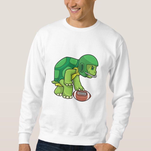 Turtle at Sports with Football & Helmet Lång Ärmad Tröja (Framsida)