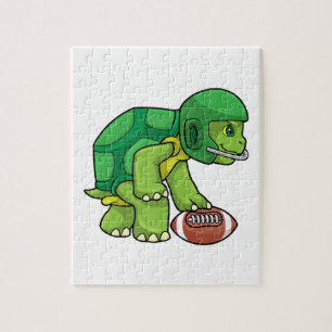 Turtle at Sports with Football & Helmet Pussel