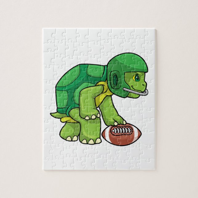 Turtle at Sports with Football & Helmet Pussel (Vertikal)
