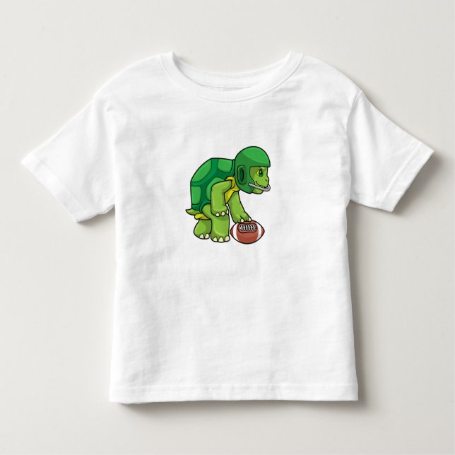 Turtle at Sports with Football & Helmet T Shirt (Framsida)