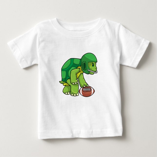 Turtle at Sports with Football & Helmet T Shirt (Framsida)