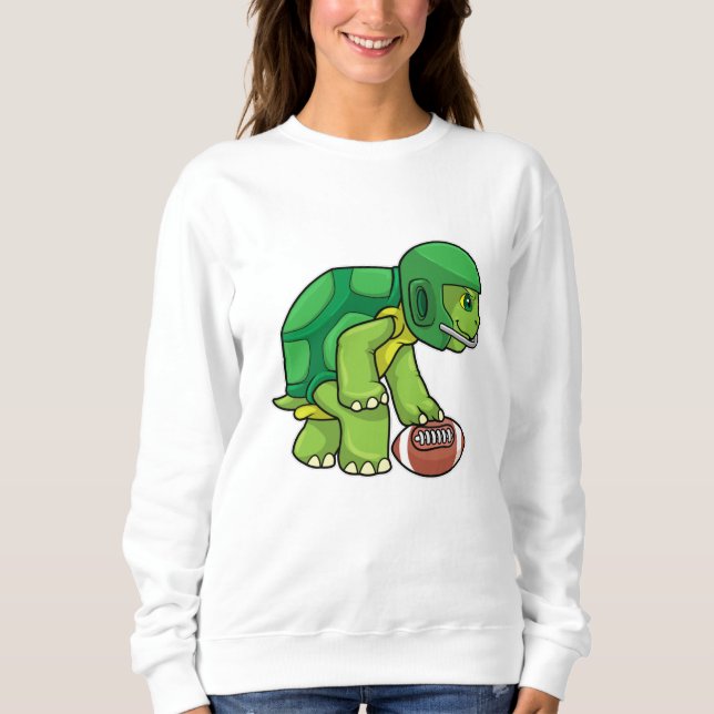 Turtle at Sports with Football & Helmet T Shirt (Framsida)