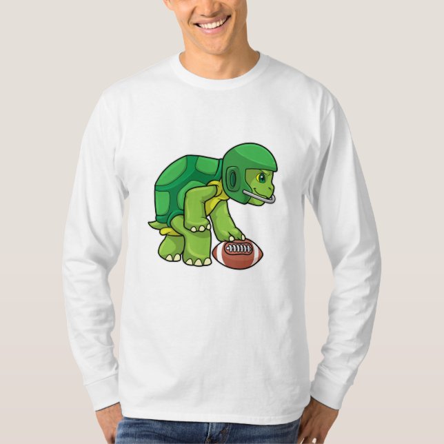 Turtle at Sports with Football & Helmet T Shirt (Framsida)