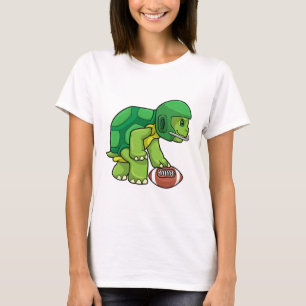 Turtle at Sports with Football & Helmet T Shirt