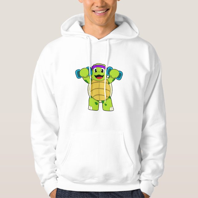 Turtle at Strength Training & Dumbbells Hoodie (Framsida)