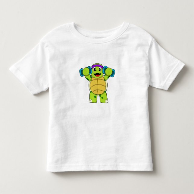 Turtle at Strength Training & Dumbbells T Shirt (Framsida)