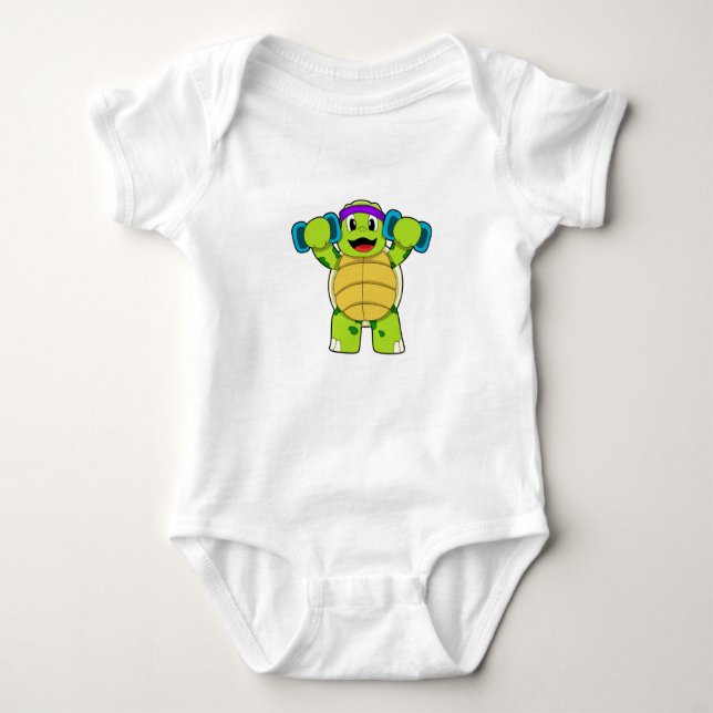 Turtle at Strength Training & Dumbbells T Shirt (Framsida)