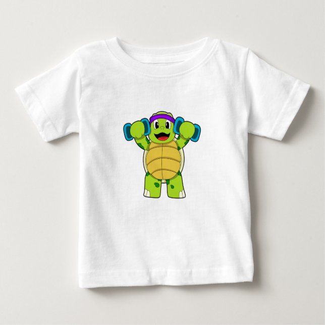 Turtle at Strength Training & Dumbbells T Shirt (Framsida)