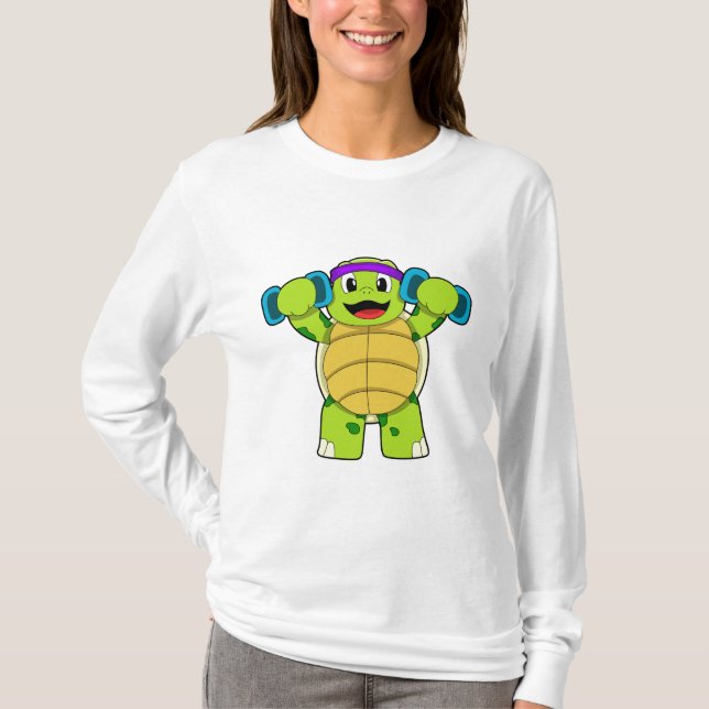 Turtle at Strength Training & Dumbbells T Shirt (Framsida)