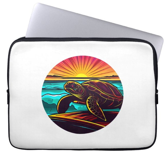 Turtle at Sunset, inspiration Nature Design Laptop Fodral (Framsidan)