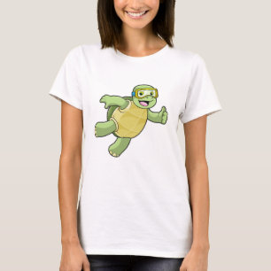 Turtle at Swimming with Swimming goggles T Shirt