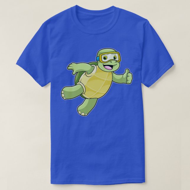 Turtle at Swimming with Swimming goggles T Shirt (Design framsida)