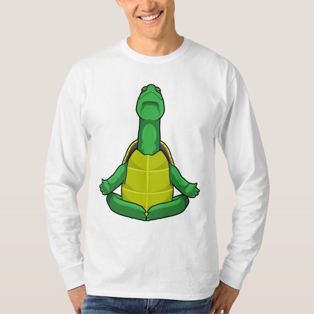 Turtle at Yoga Meditation T Shirt (Framsida)