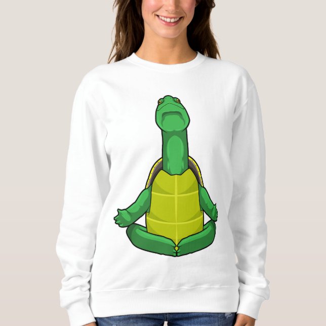 Turtle at Yoga Meditation T Shirt (Framsida)