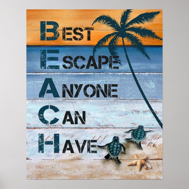 Turtle B.E.A.C.H inspiration & Motivation Poster (Framsidan)