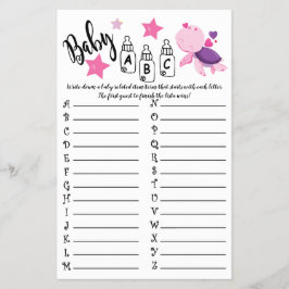 TURTLE BABY ABC BABY SHOWER GAME-KORT FLYGBLAD