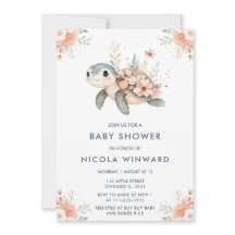 Turtle Baby Shower för Blommigt av ljus