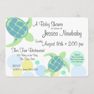 Turtle Baby Shower Inbjudningar