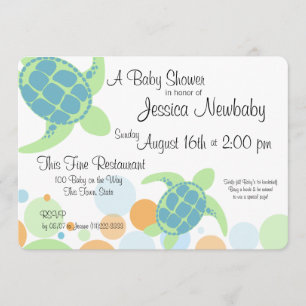 Turtle Baby Shower Inbjudningar
