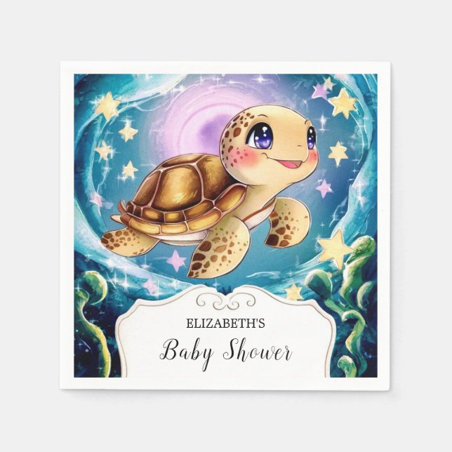 Turtle Baby Shower Pappersservett (Framsidan)