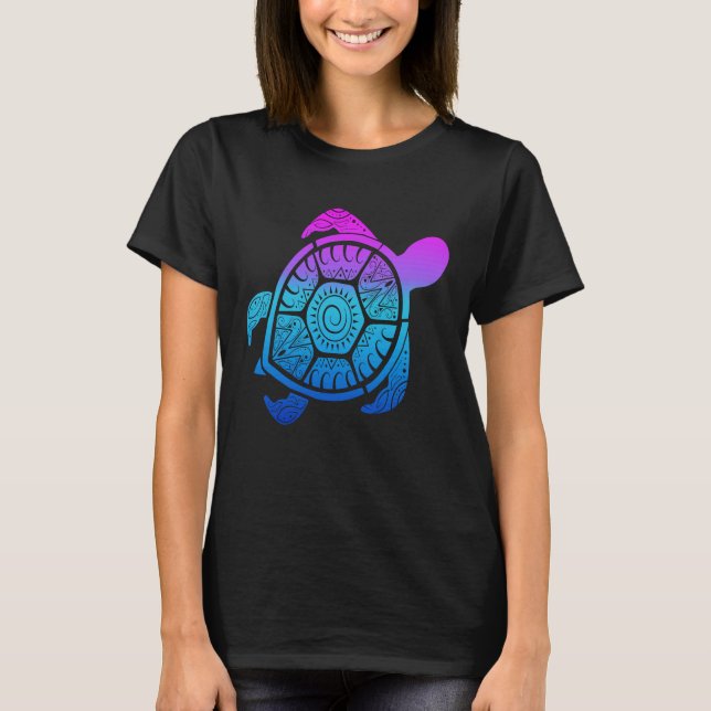 Turtle Back Mandala Carapace Turtle Swimming T Shirt (Framsida)