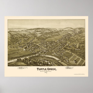 Turtle Bäck, PA Panoramic Karta - 1897 Poster