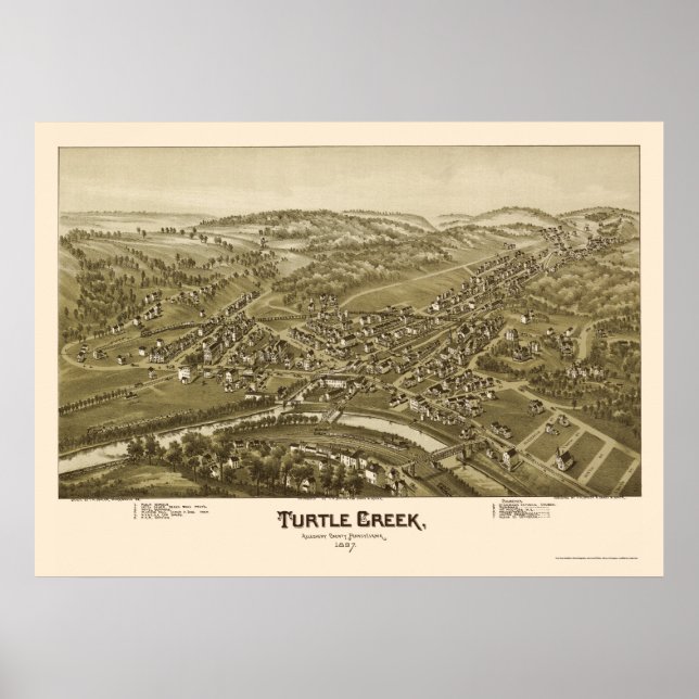 Turtle Bäck, PA Panoramic Karta - 1897 Poster (Framsidan)