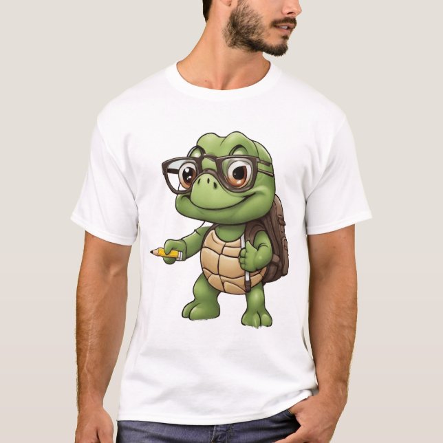 Turtle back to school t shirt (Framsida)