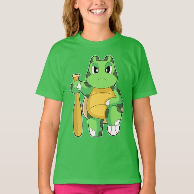Turtle Baseball Baseball bat T Shirt (Framsida)