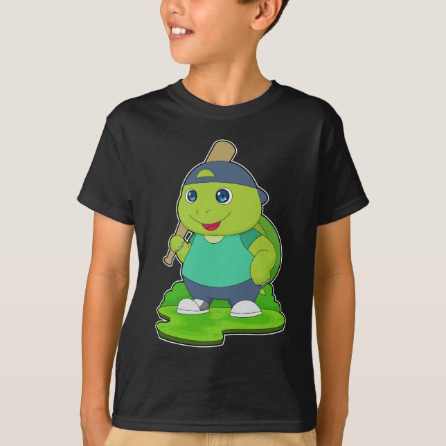 Turtle Baseball Basebollträ T Shirt (Framsida)