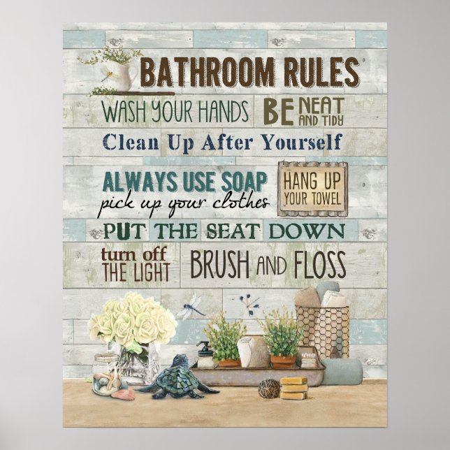 Turtle Bathroom Regler inspiration & Motivational Poster (Framsidan)