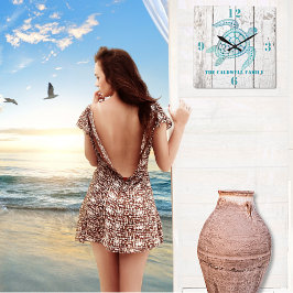 Turtle Beach House Wood See Wall Clock Fyrkantig Klocka