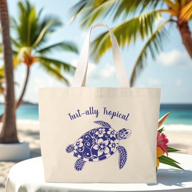 Turtle Beach Tote-Blue Jumbo Tygkasse (Turtle Beach Tote-Blue Large Tote Bag )
