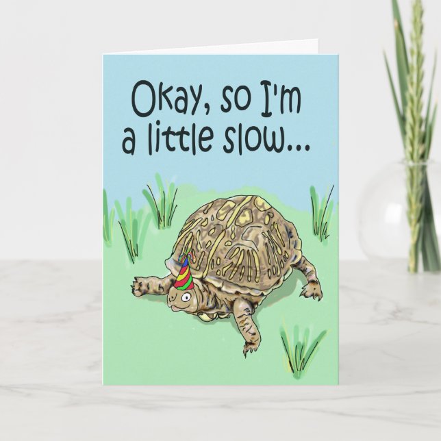 Turtle Belate Grattis på födelsedagen Card Kort (Framsida)