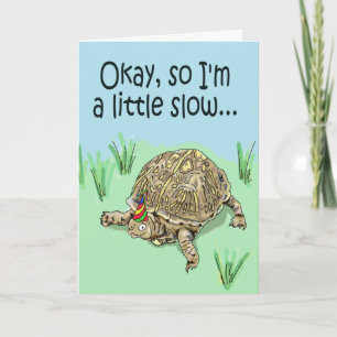 Turtle Belate Grattis på födelsedagen Card Kort