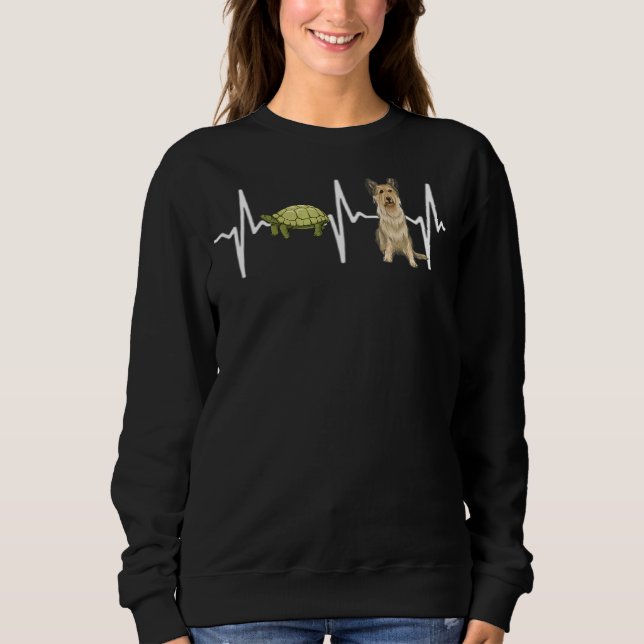 Turtle Berger Picard Heartslag Hund T Shirt (Framsida)
