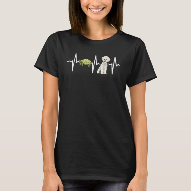 Turtle Bichons Frise Heartslag Hund T Shirt (Framsida)