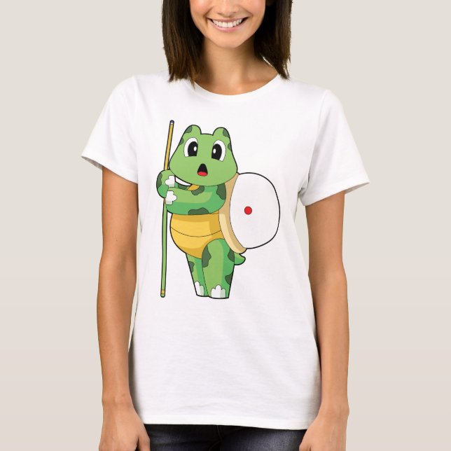 Turtle Billiard Queue T Shirt (Framsida)
