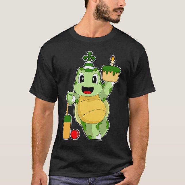 Turtle Birthday Cricket T Shirt (Framsida)