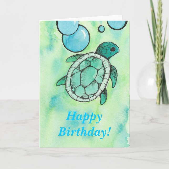 Turtle Birthday Kort (Framsida)